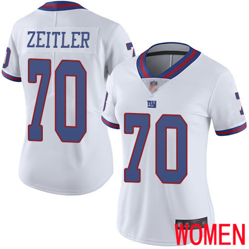 Women New York Giants #70 Kevin Zeitler Limited White Rush Vapor Untouchable Football NFL Jersey->women nfl jersey->Women Jersey